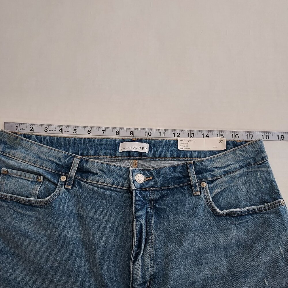 Loft Curvy High Rise Straight Crop Jeans Size 32 - Picture 11 of 13